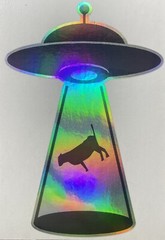 Funny Alien SciFi UFO Space Abduction Believe bigfoot cow conspiracy decal fun