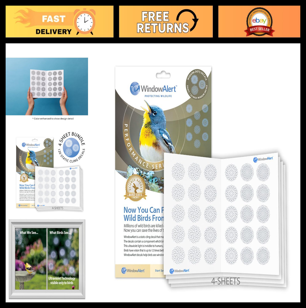 Anti-Collision Window Decals 4 Pack – UV-Reflective Bird Protection Stickers