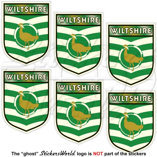 WILTSHIRE County Shield, England UK, Wilts 40mm (1.6″) Vinyl Stickers Decals x6