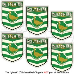 WILTSHIRE County Shield, England UK, Wilts 40mm (1.6″) Vinyl Stickers Decals x6