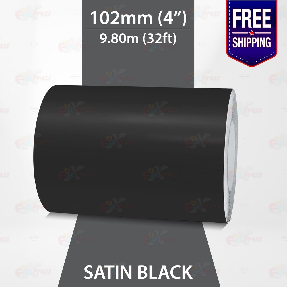 SATIN BLACK 4″ PIN STRIPE Car Model Motorcycle Decal TAPE Vinyl Sticker 102mm