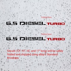 (2x) 6.5 Diesel Turbo decal vinyl stickers for Chevy Truck Tahoe Blazer Hood
