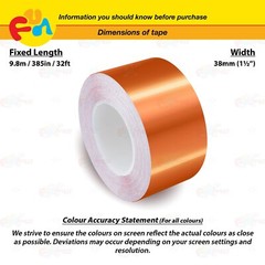 CHROME BURNT-ORANGE 1-1/2″ STRIPE Car Model Motorcycle TAPE Vinyl Sticker 38mm