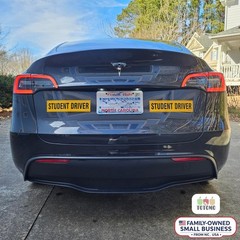 Large Reflective Student Driver Signs – Easy to Remove 12″x3″ Magnets (4 Pack)