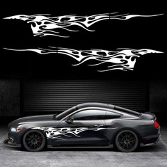 2Pcs 103” Universal Flame Graphics Car Auto Body Side Sticker Racing Sports …