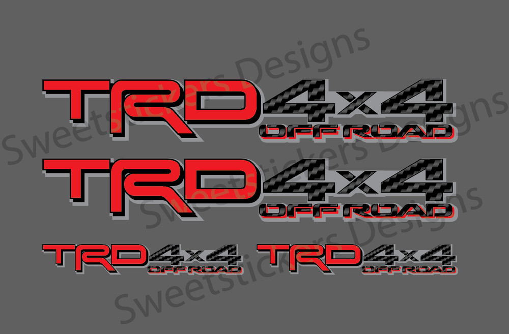 TRD Off Road Carbon Fiber Decals Vinyl Stickers Toyota Lettering Tacoma Tundra 4