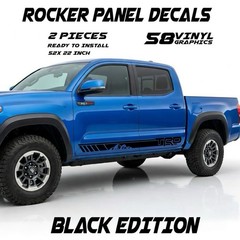 Rocker Panel Decal Set Fits Toyota Tacoma 2016-2023 Black Vinyl 2PCS
