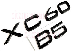 For Volvo + XC60 B5 Rear Trunk Lid Letter Badge Nameplate Emblem Gloss Black 3P