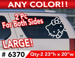 2Pc COMBO L & R HELLO KITTY PEEK-A-BOO LARGE DECAL STICKER 23″h x 20″w