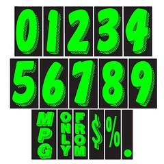 7 1/2″ Chartreuse Vinyl Windshield Numbers Car Lot Pricing Stickers 109