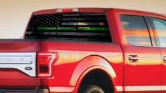 THIN GREEN LINE AMERICAN FLAG TRUCK BACK WINDOW GRAPHIC PERFORATED VINYL