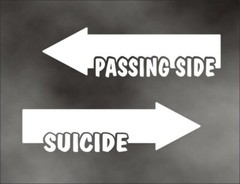 PASSING SIDE SUICIDE truck decal for semi class 8 tractor trailer LARGE WHITE