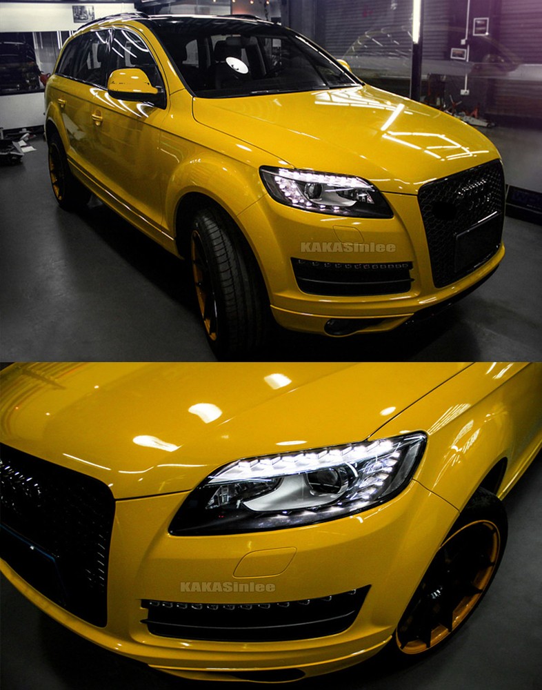 Full Car Wrap 50FT x 5FT Flexible Glossy Yellow Metallic Vinyl Sticker Film US