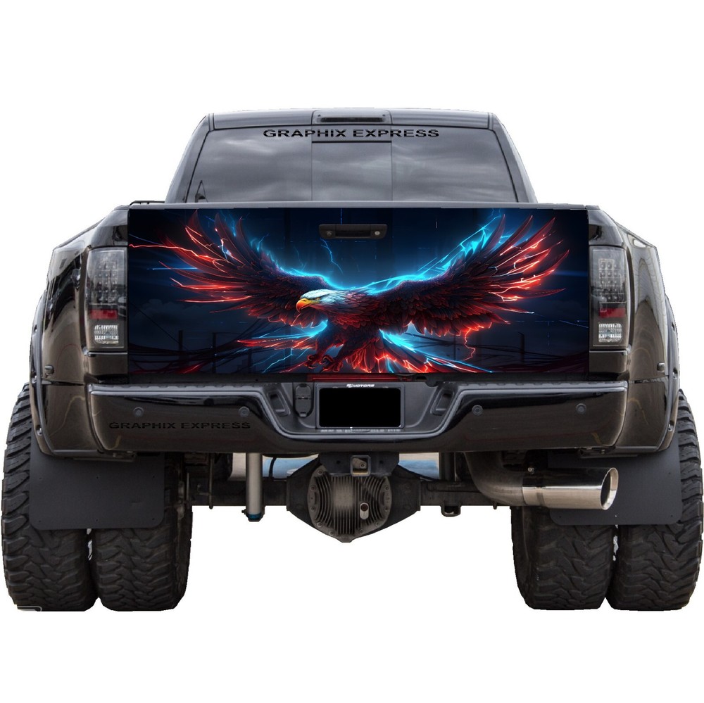 Tailgate Wrap American Flag Eagle Vinyl Graphic Decal Sticker, Pickup Decal T344
