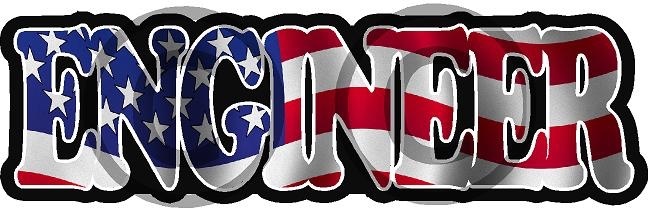 Engineer Decal American US USA Waving Flag Vinyl Hard Hart Sticker Decal VAR