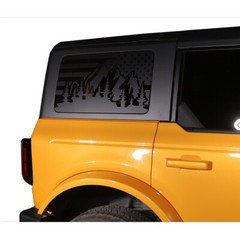 Black Rear Side Window Decals Cover Trim Sticker For Ford Bronco 2021+ USA Flag