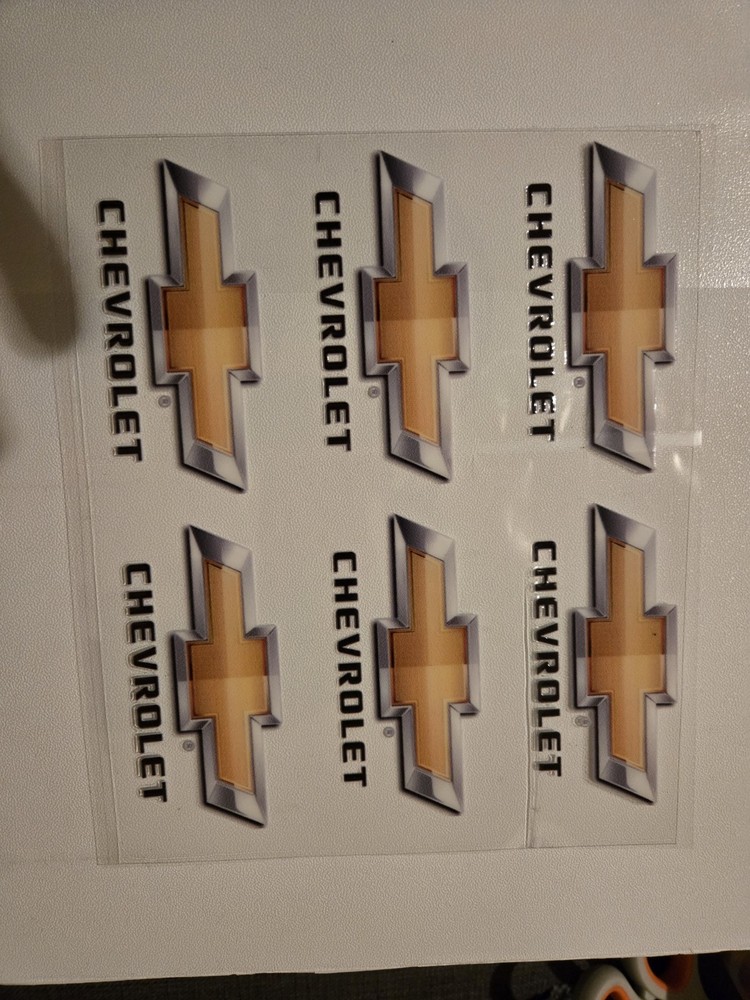 Chevrolet Emblem Decal 6 Pcs in 1 8.5×7 Sheet uv stickers sticks to almost anyt