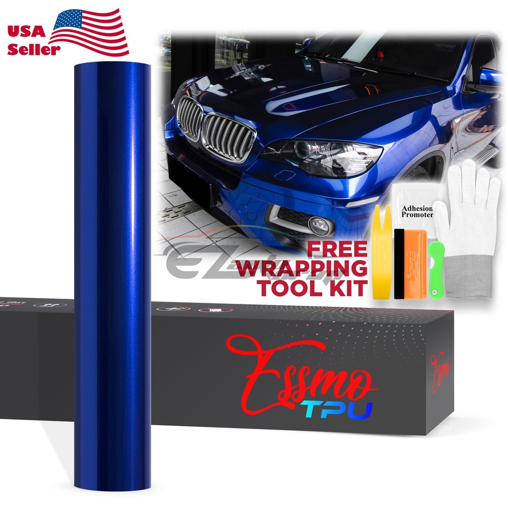 Gloss Metallic Sapphire Blue PPF TPU Paint Protection Film Dry Wet Vinyl Wrap