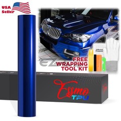 Gloss Metallic Sapphire Blue PPF TPU Paint Protection Film Dry Wet Vinyl Wrap