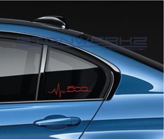 Fiat 500 heartbeat pulse Sticker logo left Pair
