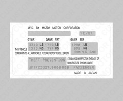 DECAL Classic Style Replica Duplicate Quality Label Sticker for MAZDA