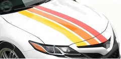 Graphics Tricolor Racing Stripe Decal For Toyota Camry Hood Roof Rear Stickers