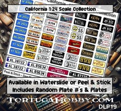 California – 1:18, 1:24, 1:64 & 1:10 Scale License Plates for diecast or models