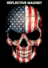 REFLECTIVE MAGNET SKULL AMERICAN FLAG 3M USA TRUCK HELMET VEHICLE FRIDGE