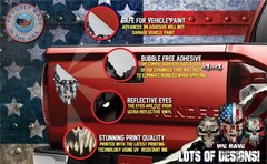 Eye-Catching Reflective Skull Vinyl Decal with American Flag Design – 6.5 Inch