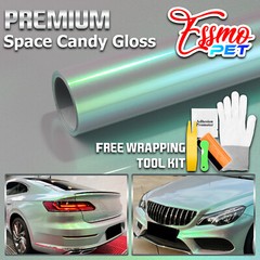ESSMO PET Space Candy Gloss Gray Green Car Vehicle Vinyl Wrap Decal Sticker