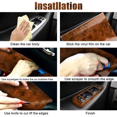 Car Interior Wood Grain Sticker Textured Glossy Wrap Decal Sheet Vinyl Film DIY