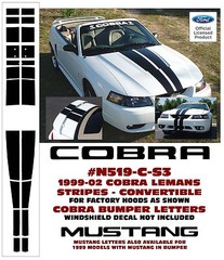 N519-C-S3-KIT 1999-02 FORD MUSTANG COBRA – COMPLETE LEMANS STRIPE – CONVERTIBLE