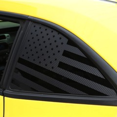 Rear Quarter Window US Flag Sticker Decal Trim For Camaro 2010-2015 Carbon Fiber