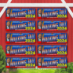 TRUMP WALKING TALL 2024 Bumper Sticker 9″x3″ Digital Vinyl FIGHT THE DEEP STATE!