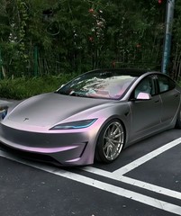 Tesla Model3 Matte Precut Vinyl Wrap Tech Gray Purple Color Change Adhesive Film