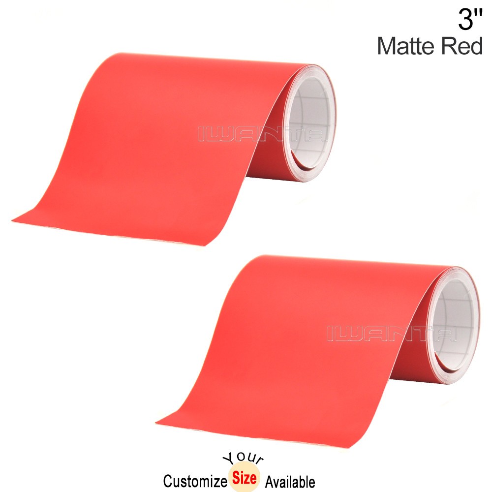 2x 3″ x 78″ DIY Matte Red Racing Stripes Car Hood Vinyl Tape Sticker Body Decals