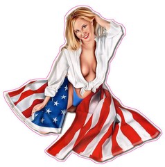 All American Pin up Girl Decal is 5″ x 6″ in size