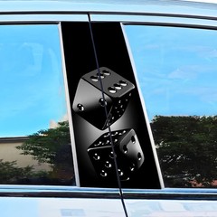 1Pair Black Dice Car Stickers Self-Adhesive B-Pillar Decals Scratch-Resistant