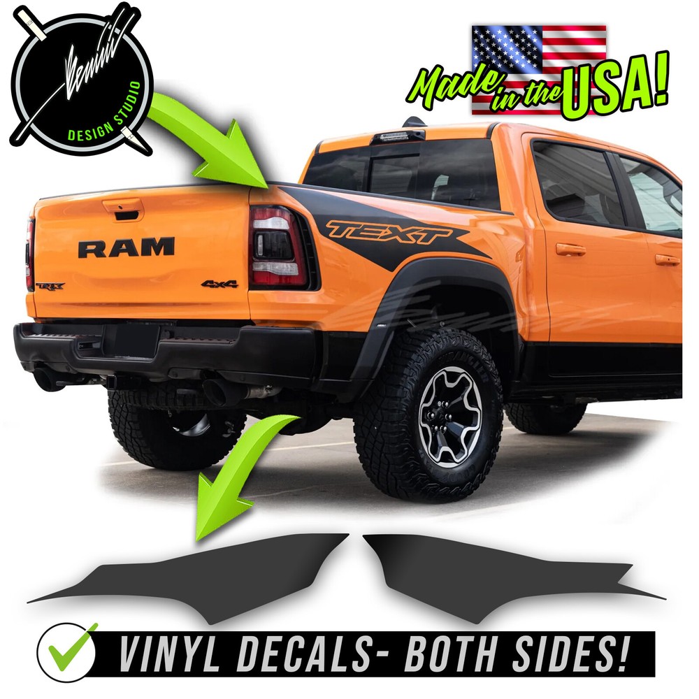 Bedside Side Racing Stripes Graphics Decals – Fits 2021 RAM 1500 TRX Ignition