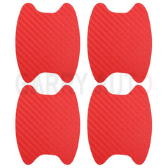 Red Carbon Fiber Car Door Handle Protector Film Anti Scratch Sticker 4PCs Set