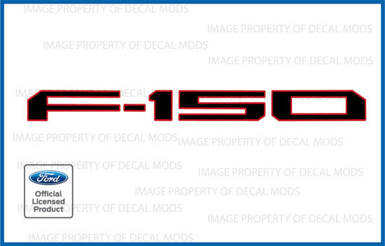 21 – 24 Ford F150 Tailgate Inserts Decals Letters Stickers Black Red Flat FG1T4