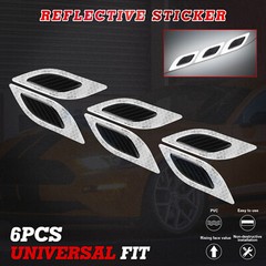 Set(6X) White 3D PVC Racing Strong Reflective Durable Sticker Decor For Car Body