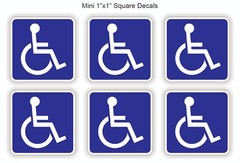 6-pcs Mini 1×1 inch Handicap Symbol Stickers Decals Handicapped Wheelchair