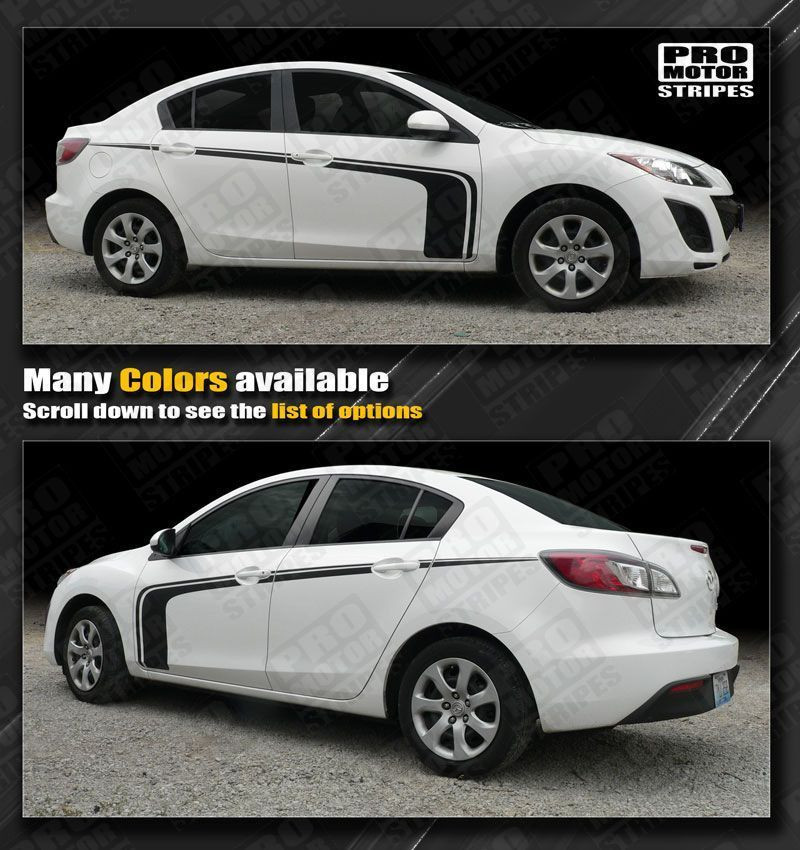 Mazda 3 2009-2013 Rally Racing Side Hockey Stripes Decals (Choose Color)