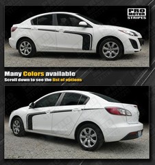 Mazda 3 2009-2013 Rally Racing Side Hockey Stripes Decals (Choose Color)