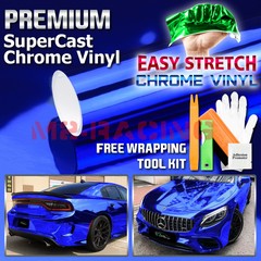 Supercast Easy Stretch Chrome Royal Blue Vinyl Wrap Bubble Free Sticker Decal