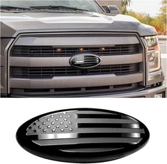 Customizable 7” Black Grille Badge – Embossed American Flag Design