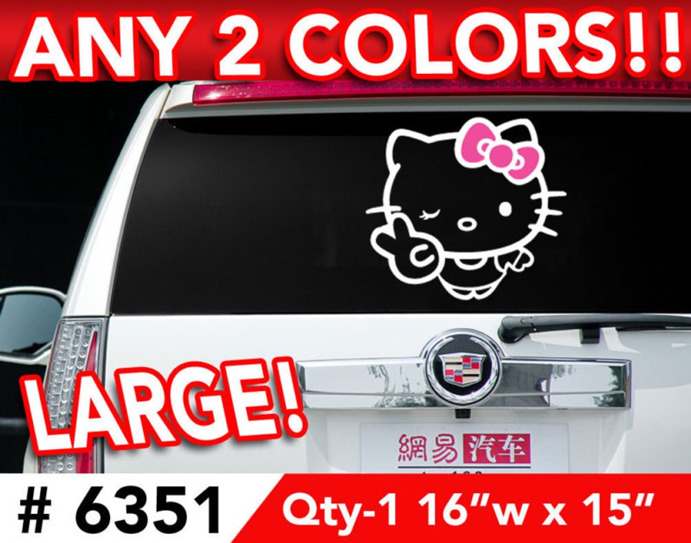 HELLO KITTY PEACE SIGN LARGE DECAL STICKER 16″w x 15″