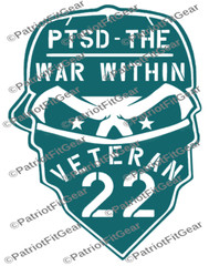 Veteran 22,Skull,PTSD The War Within,Support Our Troops,,Custom Vinyl Decal