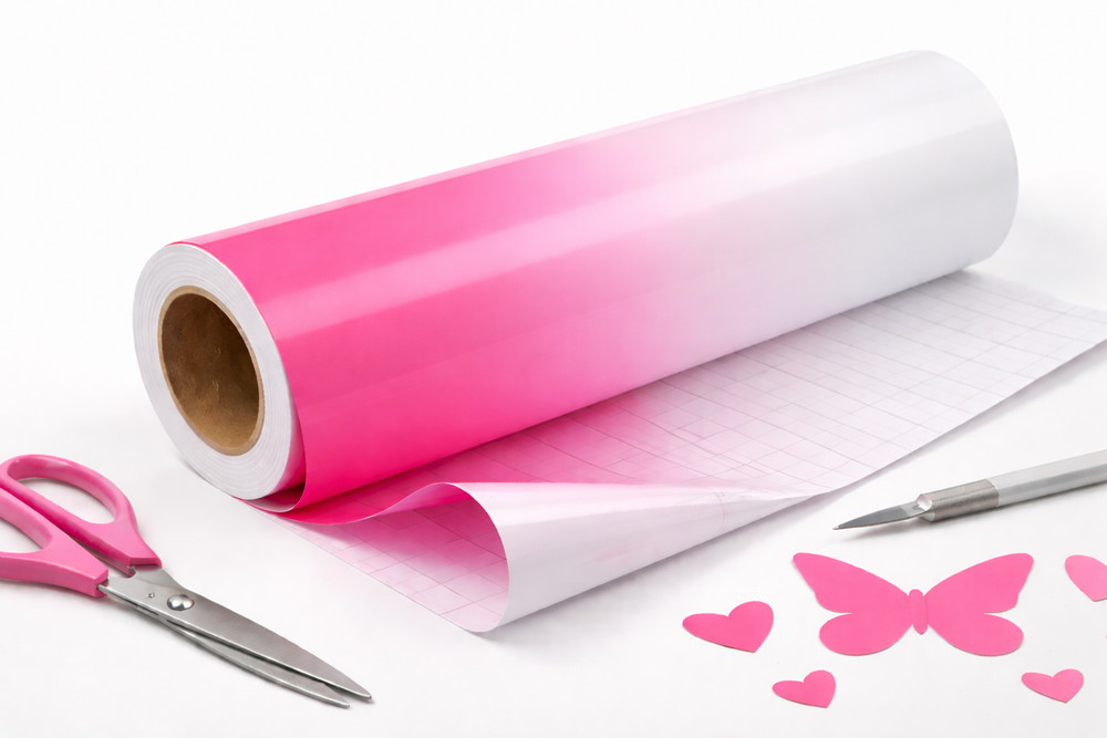 Vehicle Wrap Vinyl Pink / White Gradient 53″x12″ Gloss Air-Release PVC Vinyl